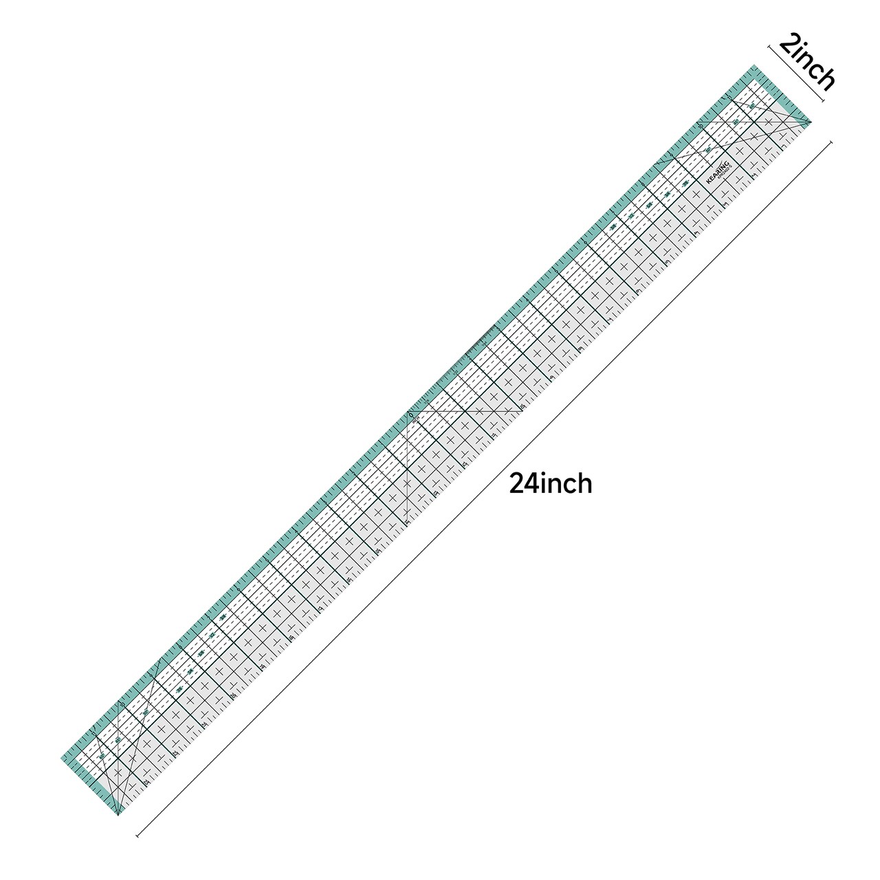 Kearing® Metal Edge Acrylic Quilting Ruler - 3mm Thick with Laser Grid, Sewing and Quilting Supplies with Cutting Edge, Non-Slip Backing for Rotary Cutter & Fabric Cutting